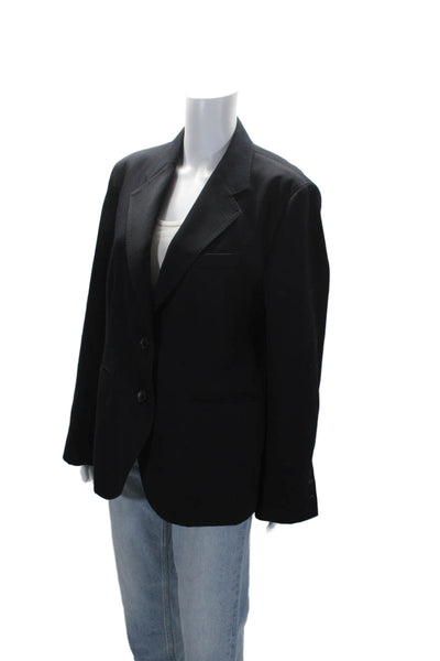 Ines De La Fressange X Uniqlo Womens Navy Two Button Long Sleeve Blazer Size 5