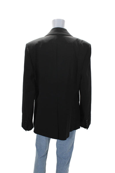 Argent Womens Black Wool One Button Faux Pockets Long Sleeve Blazer Size 36