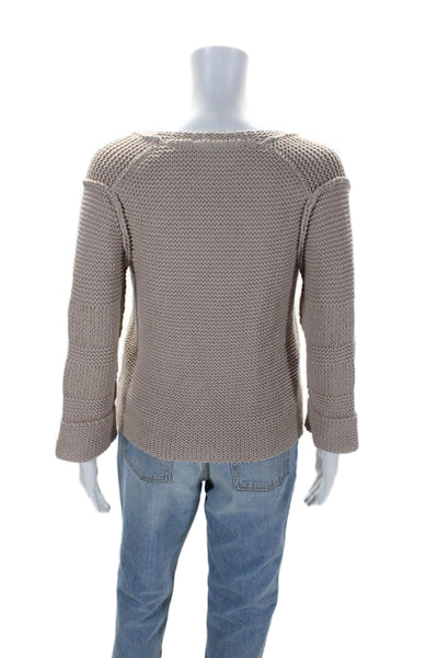 Brochu Walker Women's V-Neck Long Sleeves Boxy Pullover Sweater Beige Size XS