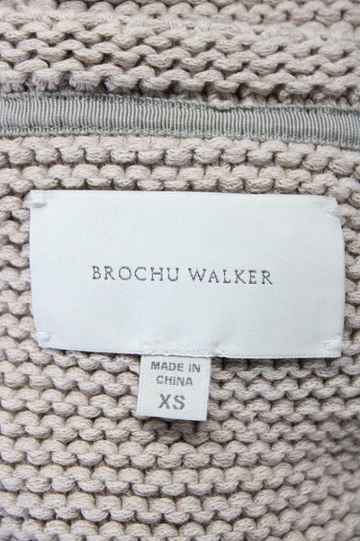 Brochu Walker Women's V-Neck Long Sleeves Boxy Pullover Sweater Beige Size XS