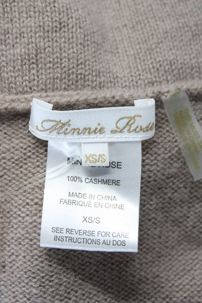 Minnie Rose Women's Round Neck Short Sleeve Cashmere Sweater Tan Size XS/S