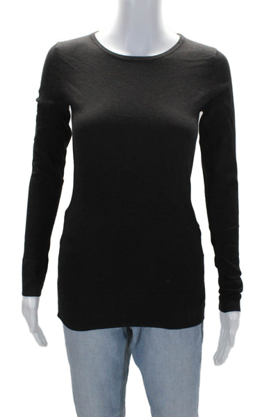 Minnie Rose Women's Round Neck Long Sleeves Basic T-Shirt Black Size S