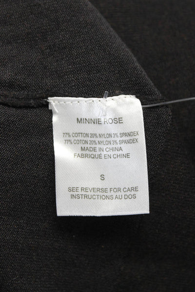 Minnie Rose Women's Round Neck Long Sleeves Basic T-Shirt Black Size S