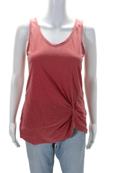 Stateside Women's Scoop Neck Sleeveless Cinch Burned-Out Tank Top Red Size S