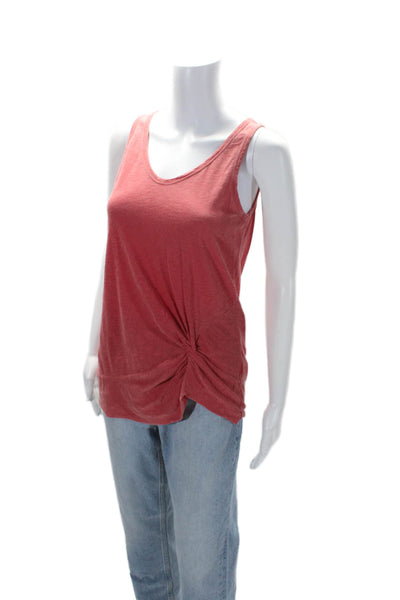 Stateside Women's Scoop Neck Sleeveless Cinch Burned-Out Tank Top Red Size S