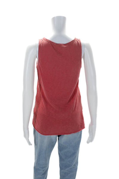 Stateside Women's Scoop Neck Sleeveless Cinch Burned-Out Tank Top Red Size S