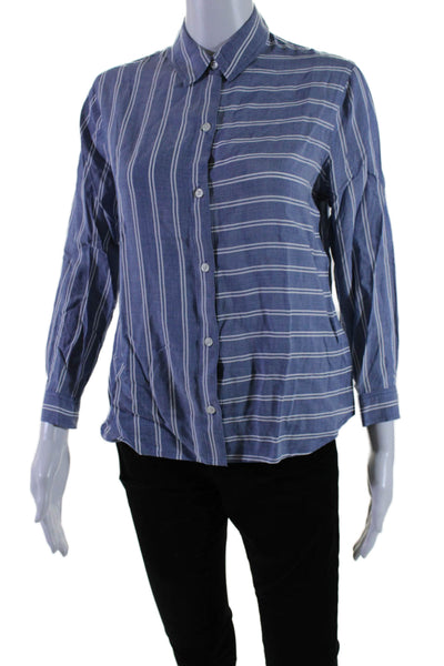 Rails Womens Long Sleeve Striped Collared Button Shirt Blue Size XS