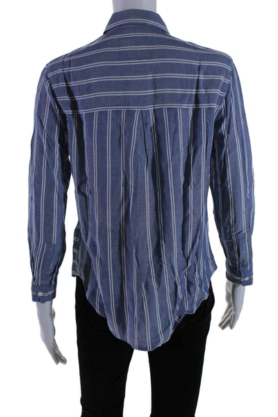 Rails Womens Long Sleeve Striped Collared Button Shirt Blue Size XS