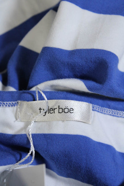 Tyler Boe Womens Striped Long Sleeve Mid Calf Dress Blue White Size Small