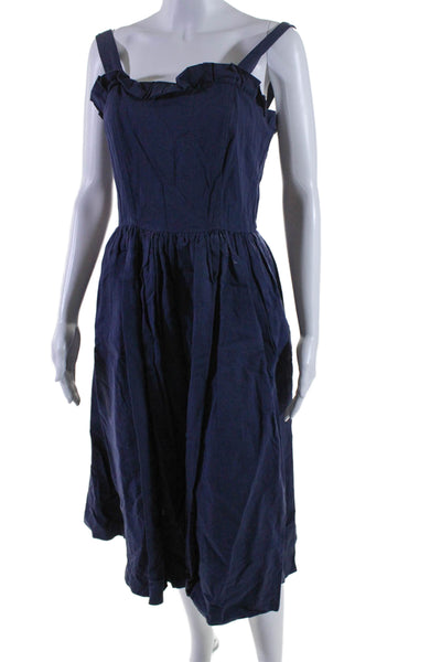 Tyler Boe Womens Back Zip Sleeveless Long Flare Dress Blue Size 4 US