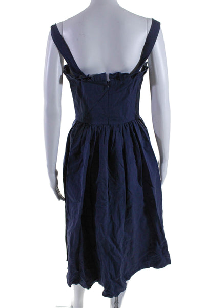 Tyler Boe Womens Back Zip Sleeveless Long Flare Dress Blue Size 4 US