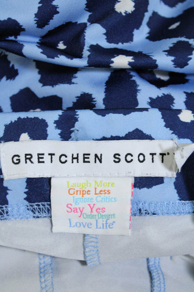 Gretchen Scott Womens Texture Animal Print Elastic Waistband Skort Blue Size XL