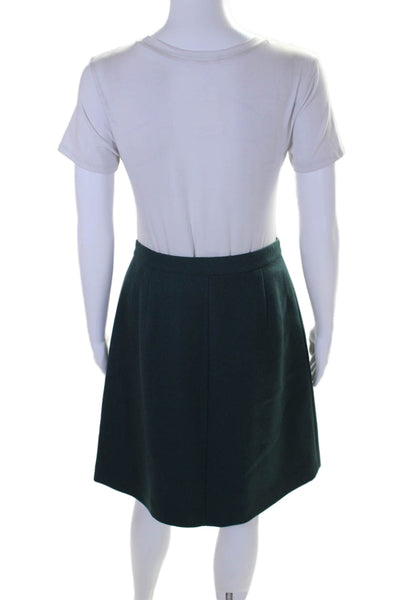 J Crew Womens Wool Lined Pleated Lined Button Short Skirt Green Size 4