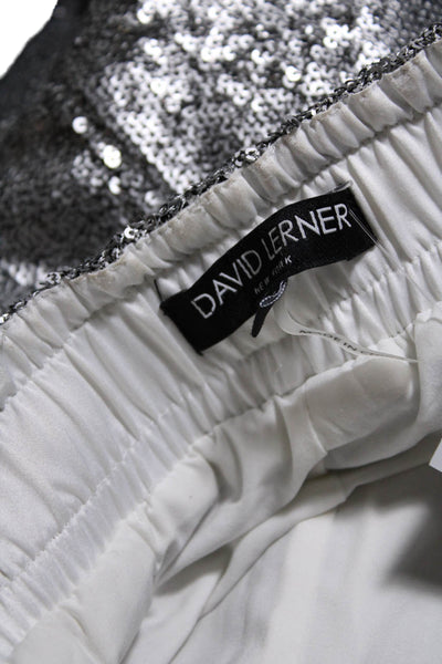 David Lerner Womens Silver Sequins Drawstring High Rise Jogger Pants Size XS