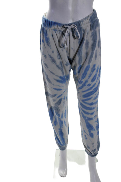 Pam & Gela Womens Cotton Blue Tie Dye Long Sleeve Top Sweatpants Set Size S