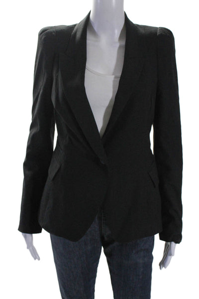 Zara Woman Womens Single Button Long Sleeves Blazer Jacket Black Size Small