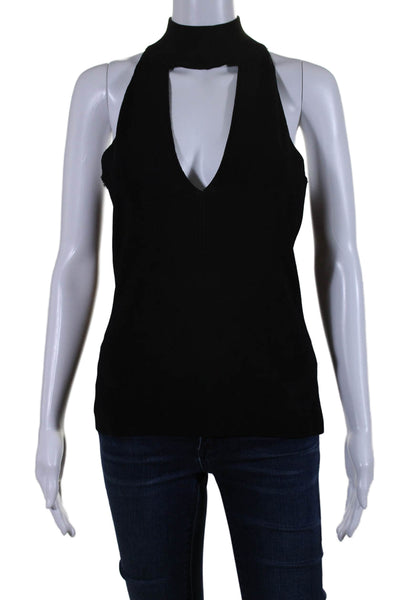 Intermix Womens Sleeveless Stretch Knit Keyhole Blouse Top Black Size Small