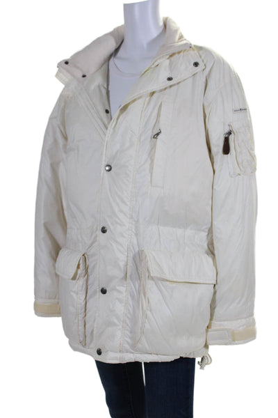 Ralph Lauren Polo Sport Womens Zip Up Mock Neck Down Quilted Jacket White Small