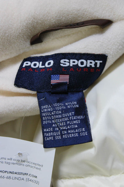 Ralph Lauren Polo Sport Womens Zip Up Mock Neck Down Quilted Jacket White Small