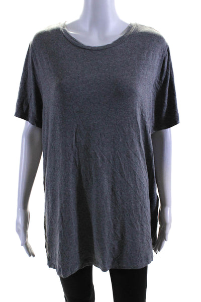 Ronen Chen Womens Short Sleeves Crew Neck Pullover Tee Shirt Gray Size 2