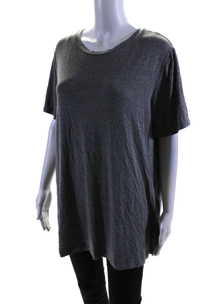 Ronen Chen Womens Short Sleeves Crew Neck Pullover Tee Shirt Gray Size 2