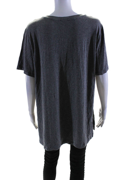 Ronen Chen Womens Short Sleeves Crew Neck Pullover Tee Shirt Gray Size 2