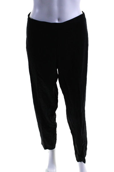 Eileen Fisher Womens Flat Front Elastic Mid-Rise Tapered Pants Black Size M