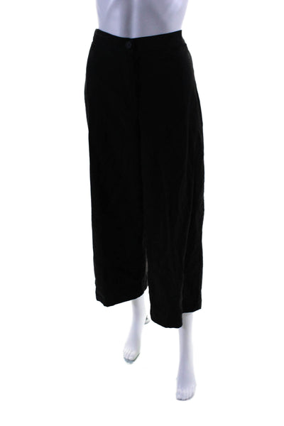 Eileen Fisher Womens Button Zip Slip-On Flat Front Straight Pants Black Size 12