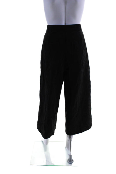 Eileen Fisher Womens Button Zip Slip-On Flat Front Straight Pants Black Size 12