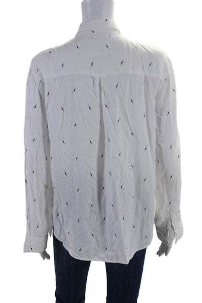 Rails Womens Lightning Print Long Sleeves Button Down Shirt White Black Size Sma