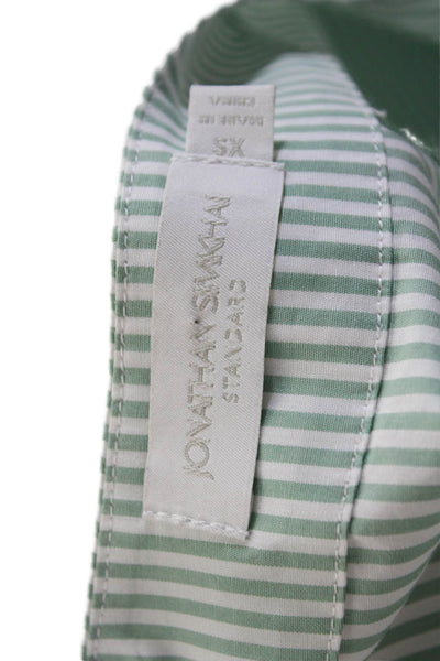 Jonathan Simkhai Womens Striped Blouse Green White Cotton Size Extra Small