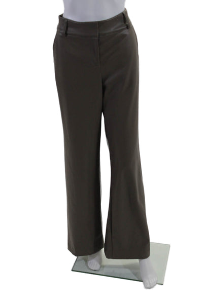 Drew Womens Taupe Brown Vegan Leather High Rise Wide Leg Pants Size 8