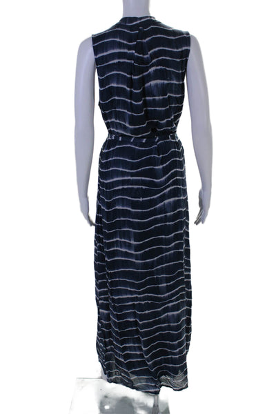 Bella Dahl Womens Sleeveless V Neck Striped Long Dress Blue Size Small