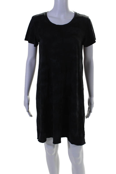 ATM Womens Short Sleeve Crewneck Mid Calf Shirt Dress Black Size Medium