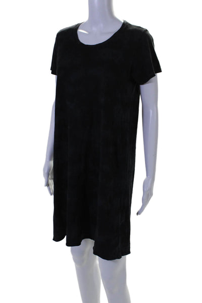 ATM Womens Short Sleeve Crewneck Mid Calf Shirt Dress Black Size Medium