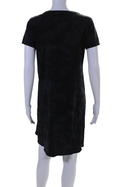 ATM Womens Short Sleeve Crewneck Mid Calf Shirt Dress Black Size Medium