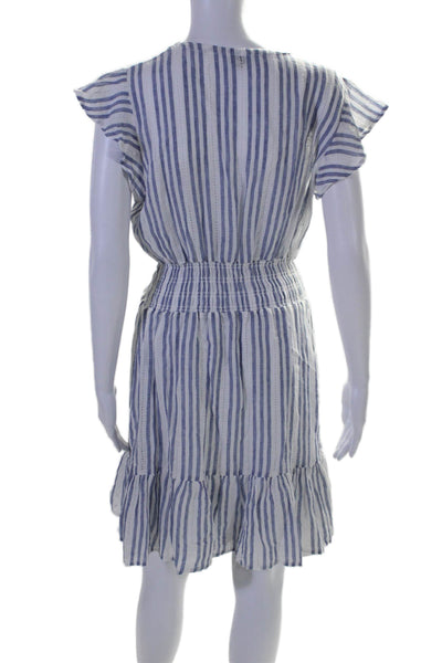 Rails Womens V Neck Striped Short Sleeve Long Dress Blue White Medium