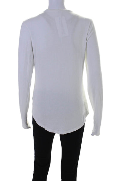 Designer Womens Long Sleeve Crewneck Tight Knit Basic Top White Size Medium