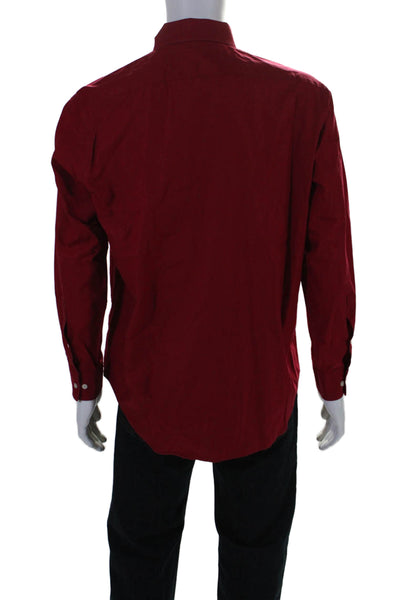 DKNY Men's Collared Long Sleeves Casual Button Down Shirt Red Size L