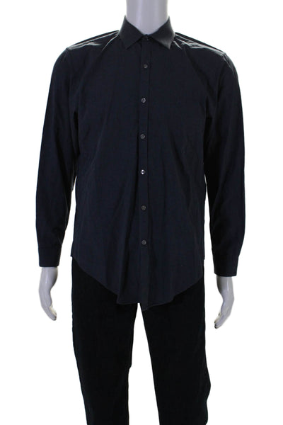 DKNY Men's Collared Long Sleeves Button Down Shirt Charcoal Gray Size 15.5