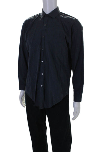 DKNY Men's Collared Long Sleeves Button Down Shirt Charcoal Gray Size 15.5