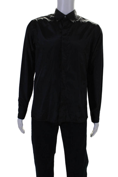 DKNY Men's Long Sleeves Button Down Collared Casual Shirt Black Size M