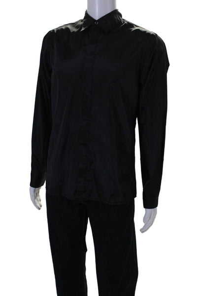 DKNY Men's Long Sleeves Button Down Collared Casual Shirt Black Size M