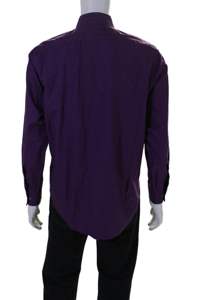 DKNY Men's Collared Long Sleeves Casual Button Down Shirt Purple Size L