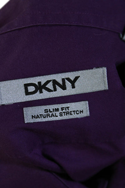 DKNY Men's Collared Long Sleeves Casual Button Down Shirt Purple Size L