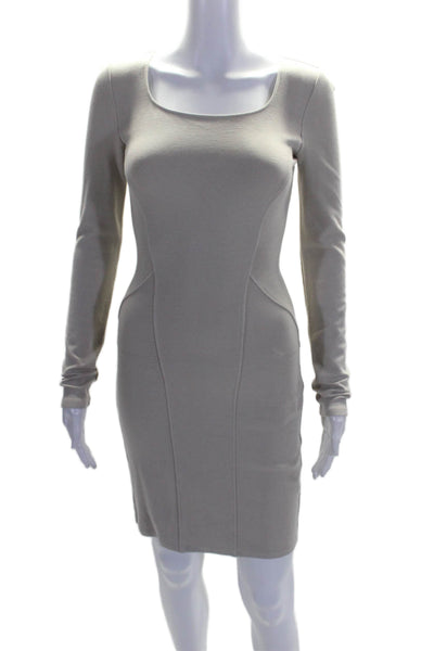 Helmut Helmut Lang Womens Scoop Neck Long Sleeve Dress Beige Size Small