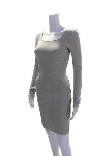 Helmut Helmut Lang Womens Scoop Neck Long Sleeve Dress Beige Size Small