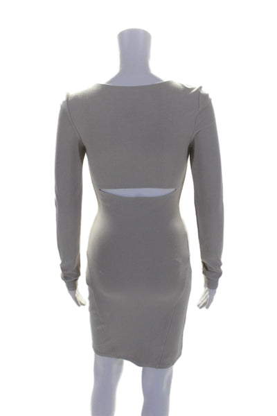 Helmut Helmut Lang Womens Scoop Neck Long Sleeve Dress Beige Size Small