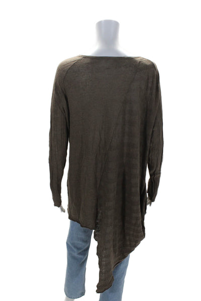 Planet by Lauren G Womens Scoop Neck Asymmetrical Sweater Brown Linen One Size