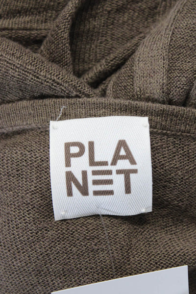 Planet by Lauren G Womens Scoop Neck Asymmetrical Sweater Brown Linen One Size